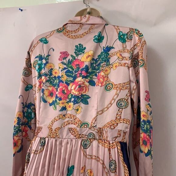 DALIA MACPHEE FLORAL PLEATED‎ TIE NECK DRESS SIZE M - Picture 6 of 10